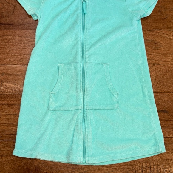 Wonder Nation Girls Aqua Terry Hooded Zip Front Swim Coverup - Size XS (4-5) - Picture 4 of 16